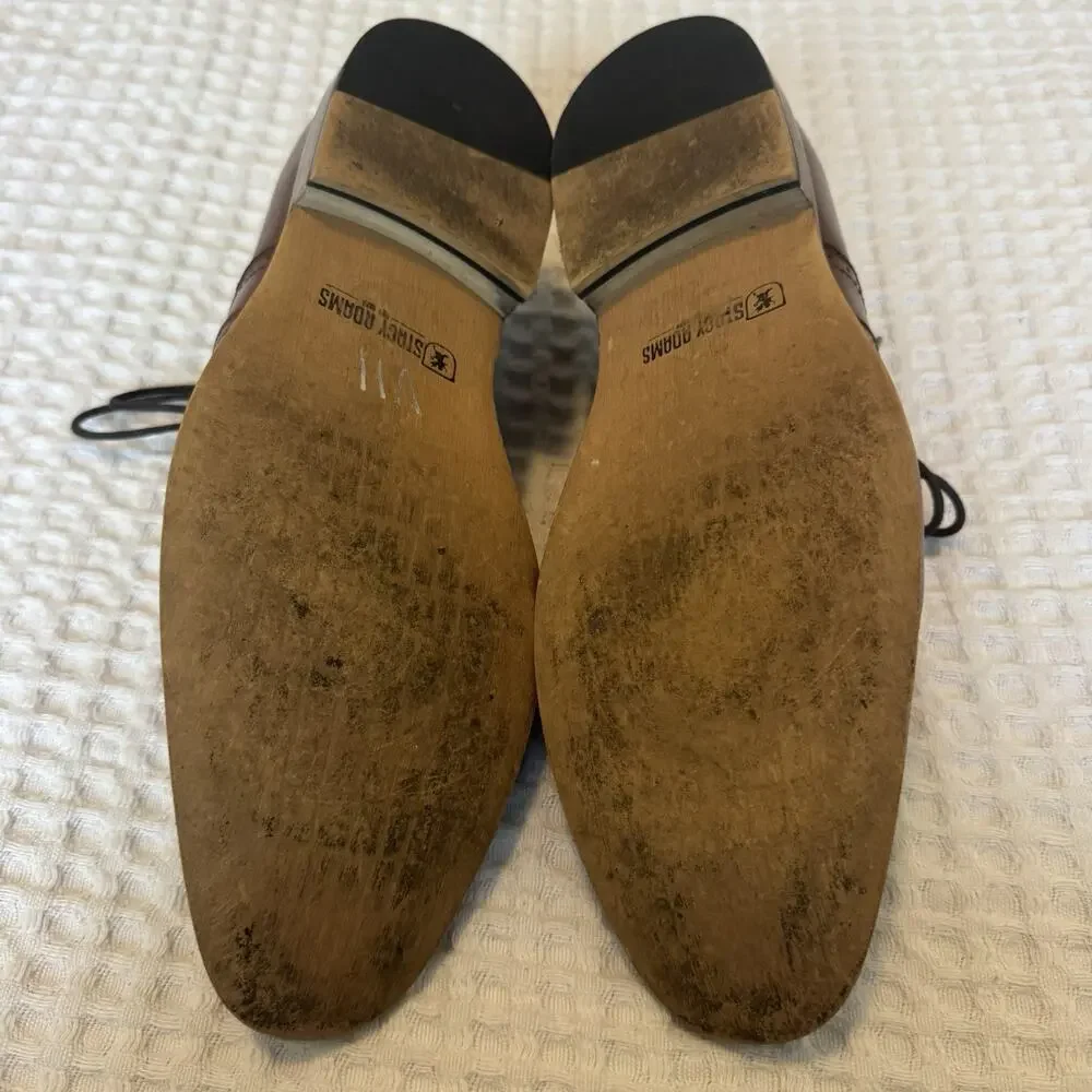STACY ADAMS WING TIP DRESS SHOES BROWN LEATHER SIZE 8.9 M